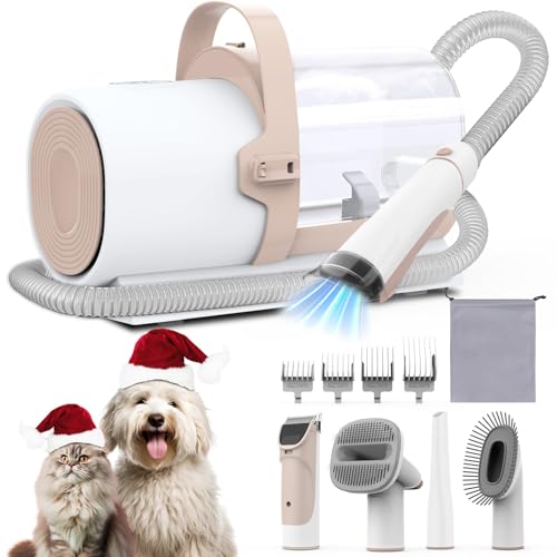 Dog Grooming Vacuum Pet Grooming Kit with Dog Clippers 25L Dust Cup 11000Pa Dogs Vacuum for Shedding Grooming 5 Grooming Tools Home Cleaning in 1 Low Noise Pet Grooming Vacuum for Dogs PG50