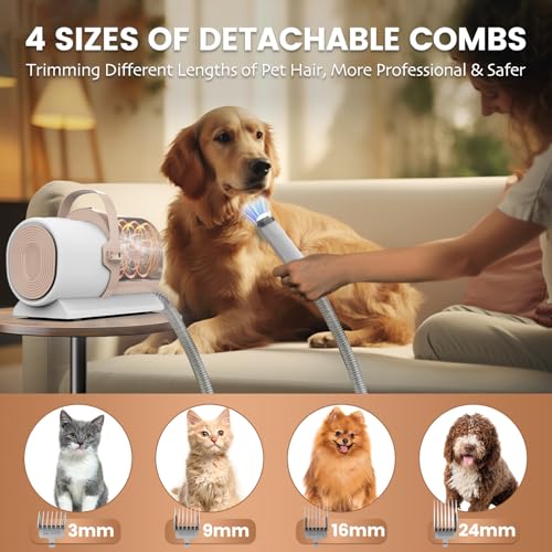 Dog Grooming Vacuum Pet Grooming Kit with Dog Clippers 25L Dust Cup 11000Pa Dogs Vacuum for Shedding Grooming 5 Grooming Tools Home Cleaning in 1 Low Noise Pet Grooming Vacuum for Dogs PG50